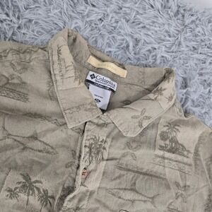 Columbia River Lodge Mens XXL‎ Short Sleeve Tropical Fish Palm Tree Button Shirt